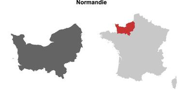 Normandie region blank outline map set vector