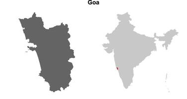 Goa state outline map set vector