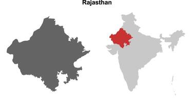 Rajasthan state outline map set vector
