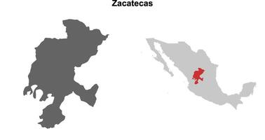 Zacatecas state blank outline map set vector