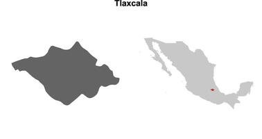 Tlaxcala state blank outline map set vector