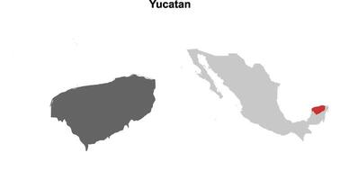 Yucatan state blank outline map set vector