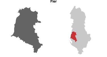 Fier county blank outline map set vector