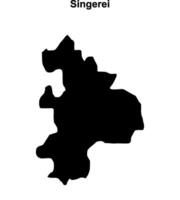 Singerei district blank outline map vector
