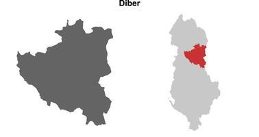 Diber county blank outline map set vector