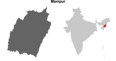 Manipur state outline map set vector
