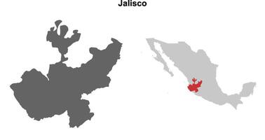 Jalisco state blank outline map set vector