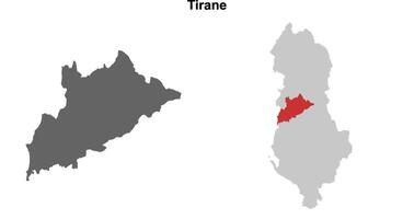 Tirane county blank outline map set vector