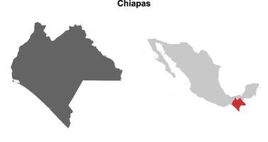 Chiapas state blank outline map set vector