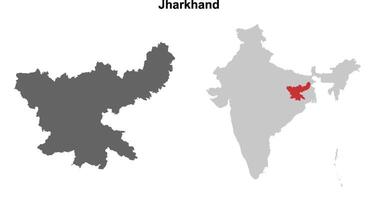 Jharkhand state outline map set vector
