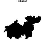 Sikasso region blank outline map vector