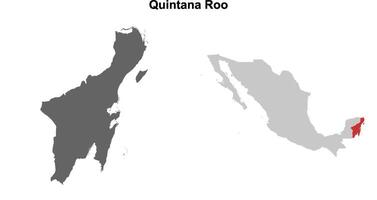 Quintana Roo state blank outline map set vector