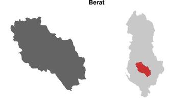 Berat county blank outline map set vector