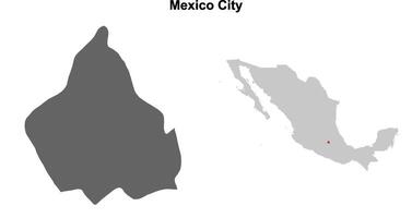 Mexico City state blank outline map set vector