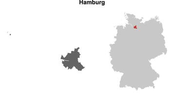 Hamburg state blank outline map set vector