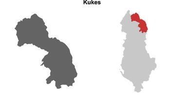 Kukes county blank outline map set vector