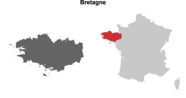 Bretagne region blank outline map set vector