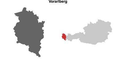 Vorarlberg state blank outline map set vector