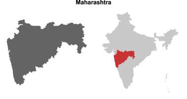 Maharashtra state outline map set vector