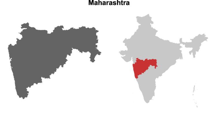 Maharashtra state outline map set
