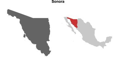 Sonora state blank outline map set vector