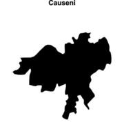 Causeni district blank outline map vector