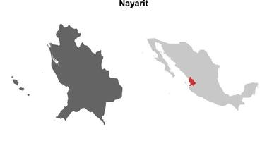 Nayarit state blank outline map set vector