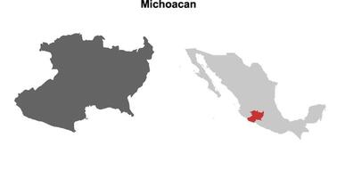 Michoacan state blank outline map set vector