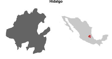Hidalgo state blank outline map set vector