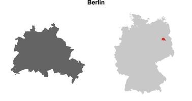 Berlin state blank outline map set vector