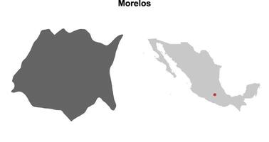 Morelos state blank outline map set vector