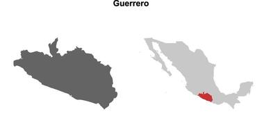 Guerrero state blank outline map set vector