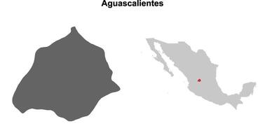 Aguascalientes state blank outline map set vector