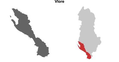 Vlore county blank outline map set vector