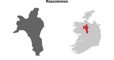 Roscommon county blank outline map set vector