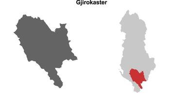 Gjirokaster county blank outline map set vector
