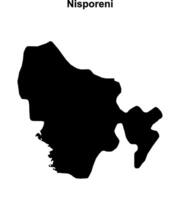 Nisporeni district blank outline map vector