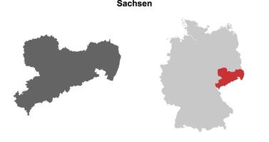 Sachsen state blank outline map set vector