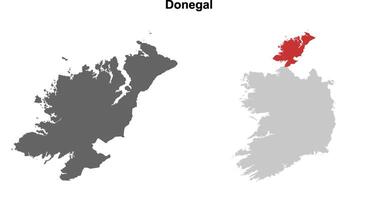 Donegal county blank outline map set vector