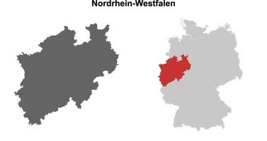 Nordrhein-Westfalen state blank outline map set vector