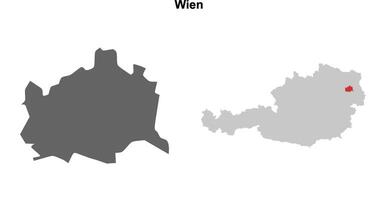 Wien state blank outline map set vector