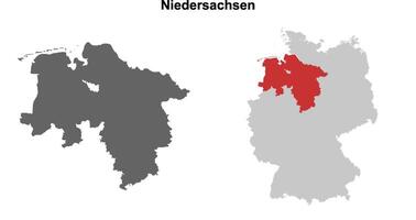 Niedersachsen state blank outline map set vector