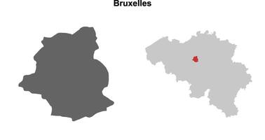 Bruxelles province blank outline map set vector