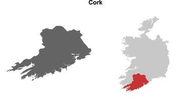 Cork county blank outline map set vector