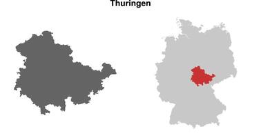 Thuringen state blank outline map set vector