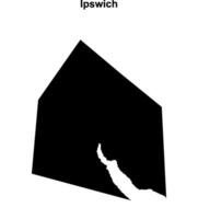 Ipswich blank outline map vector