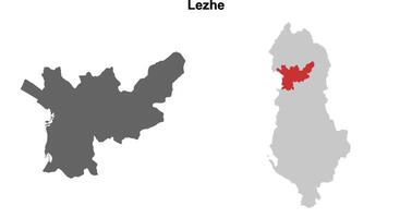 Lezhe county blank outline map set vector