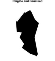 Reigate and Banstead blank outline map vector