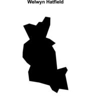 Welwyn Hatfield blank outline map vector