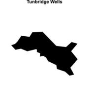 Tunbridge Wells blank outline map vector